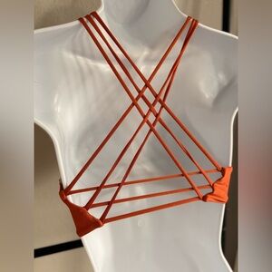 Maaji Rust Reversible Bikini Top with fun multi-strap back design. Size: Small.
